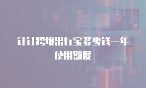 钉钉跨境出行宝多少钱一年使用额度