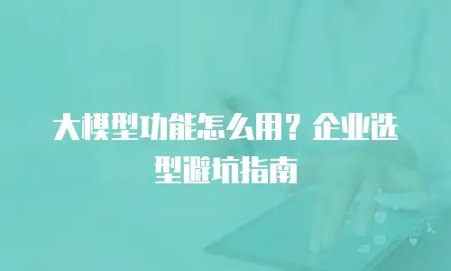 大模型功能怎么用？企业选型避坑指南