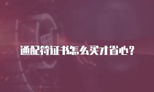 通配符证书怎么买才省心？