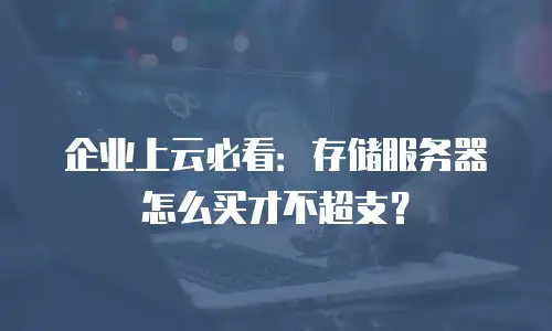 企业上云必看：存储服务器怎么买才不超支？