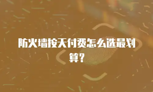 防火墙按天付费怎么选最划算？