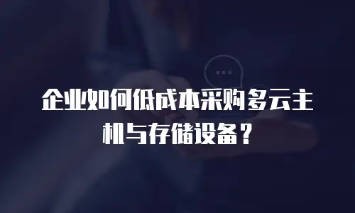 企业如何低成本采购多云主机与存储设备？