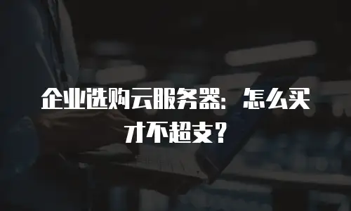 企业选购云服务器：怎么买才不超支？