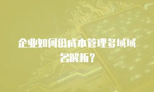 企业如何低成本管理多域域名解析？
