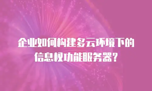 企业如何构建多云环境下的信息权功能服务器？