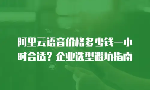 阿里云语音价格多少钱一小时合适？企业选型避坑指南