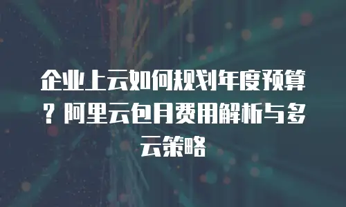 企业上云如何规划年度预算？阿里云包月费用解析与多云策略