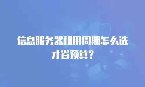 信息服务器租用周期怎么选才省预算？