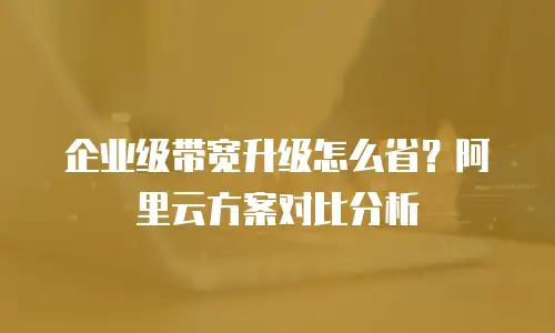 企业级带宽升级怎么省？阿里云方案对比分析