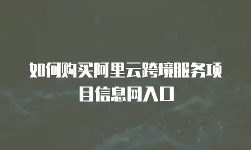 如何购买阿里云跨境服务项目信息网入口