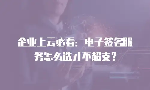 企业上云必看：电子签名服务怎么选才不超支？