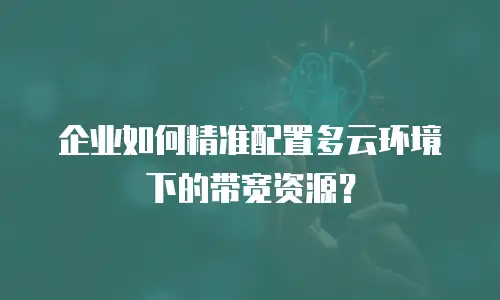 企业如何精准配置多云环境下的带宽资源？