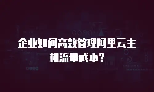 企业如何高效管理阿里云主机流量成本？