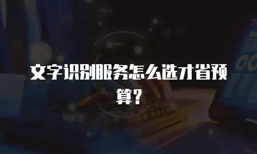 文字识别服务怎么选才省预算？