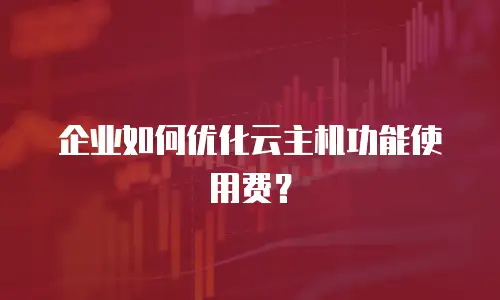 企业如何优化云主机功能使用费？