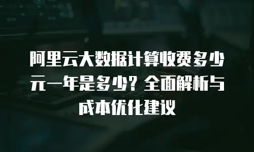 阿里云大数据计算收费多少元一年是多少？全面解析与成本优化建议