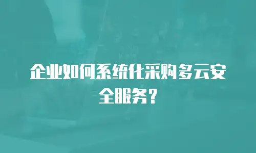 企业如何系统化采购多云安全服务？