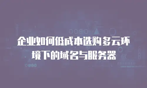 企业如何低成本选购多云环境下的域名与服务器