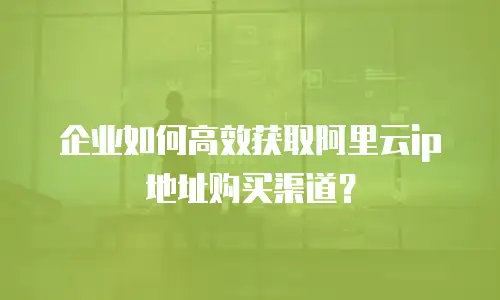 企业如何高效获取阿里云ip地址购买渠道？
