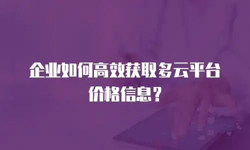 企业如何高效获取多云平台价格信息？