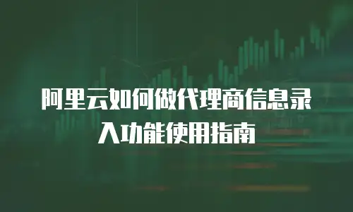 阿里云如何做代理商信息录入功能使用指南
