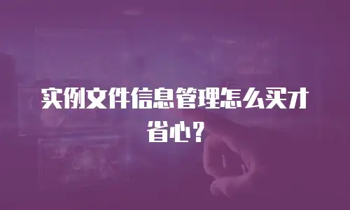 实例文件信息管理怎么买才省心？