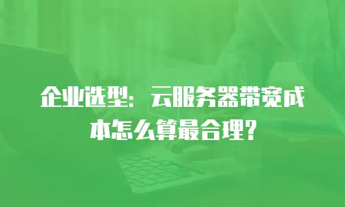 企业选型：云服务器带宽成本怎么算最合理？