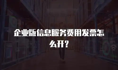 企业版信息服务费用发票怎么开？