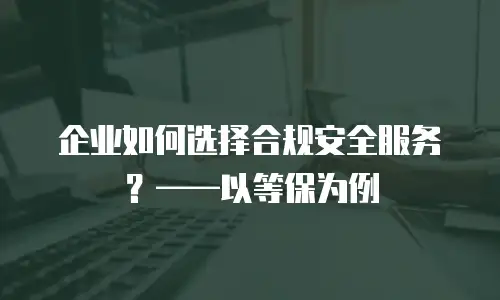 企业如何选择合规安全服务？&mdash;&mdash;以等保为例