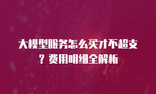 大模型服务怎么买才不超支？费用明细全解析