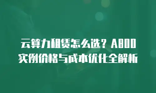 云算力租赁怎么选？A800实例价格与成本优化全解析