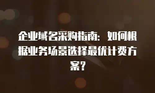 企业域名采购指南：如何根据业务场景选择最优计费方案？