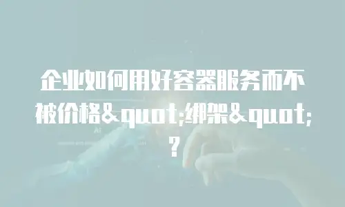 企业如何用好容器服务而不被价格"绑架"？