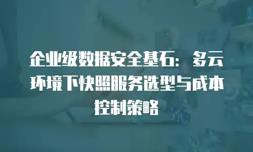 企业级数据安全基石：多云环境下快照服务选型与成本控制策略