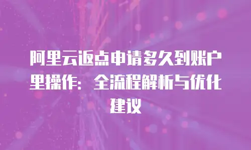 阿里云返点申请多久到账户里操作：全流程解析与优化建议