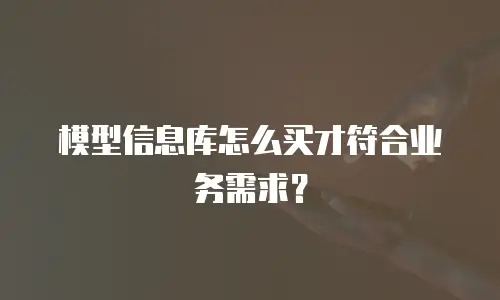 模型信息库怎么买才符合业务需求？