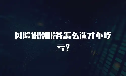 风险识别服务怎么选才不吃亏？