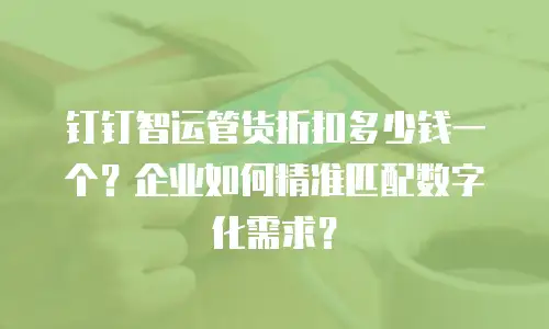 钉钉智运管货折扣多少钱一个？企业如何精准匹配数字化需求？