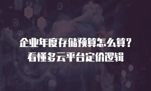 企业年度存储预算怎么算？看懂多云平台定价逻辑