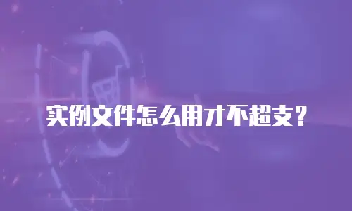 实例文件怎么用才不超支？