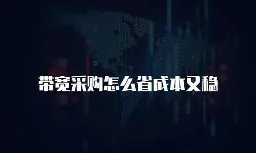 带宽采购怎么省成本又稳