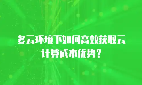 多云环境下如何高效获取云计算成本优势？