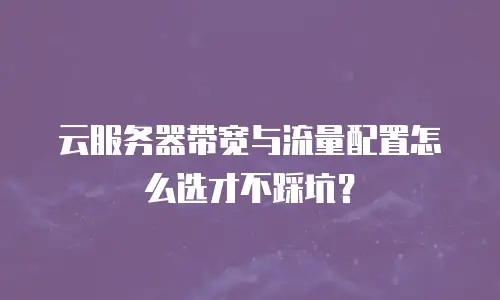 云服务器带宽与流量配置怎么选才不踩坑？