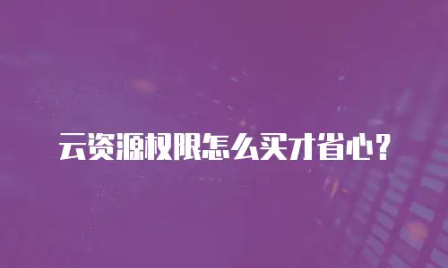 云资源权限怎么买才省心？