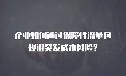 企业如何通过保障性流量包规避突发成本风险？