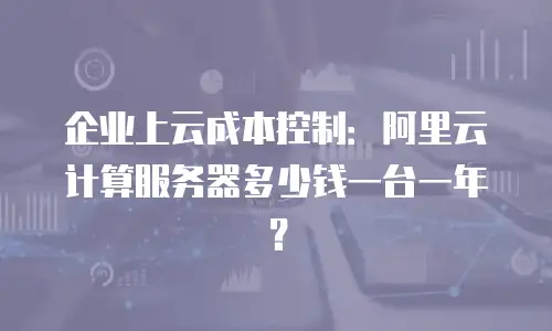 企业上云成本控制：阿里云计算服务器多少钱一台一年？