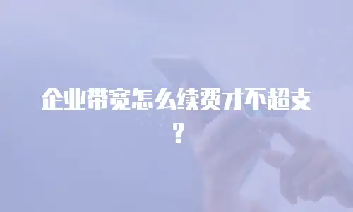 企业带宽怎么续费才不超支？