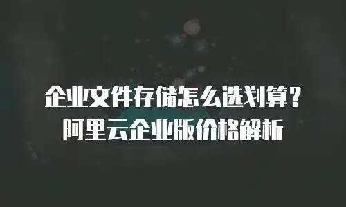 企业文件存储怎么选划算？阿里云企业版价格解析