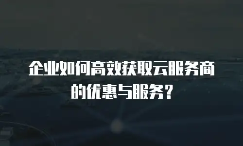 企业如何高效获取云服务商的优惠与服务？