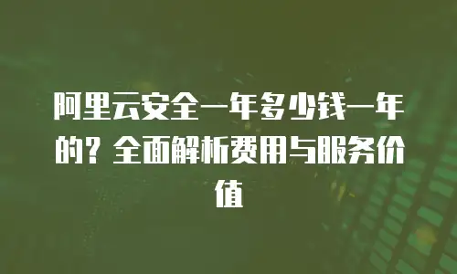 阿里云安全一年多少钱一年的？全面解析费用与服务价值